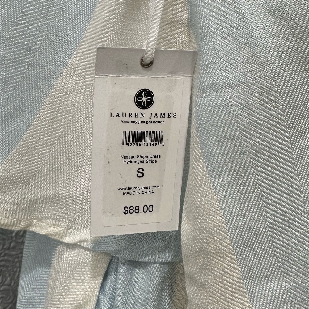Lauren James Sleeveless Blue & White Striped Dress Size Small NWT - Picture 6 of 8